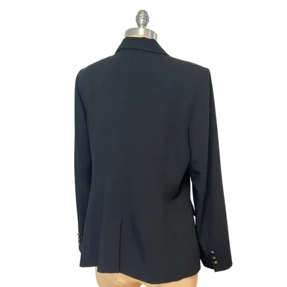 CAbi #725 One-Button Black Suit Coat Blazer with Printed Lining Size 10 - Picture 3 of 5